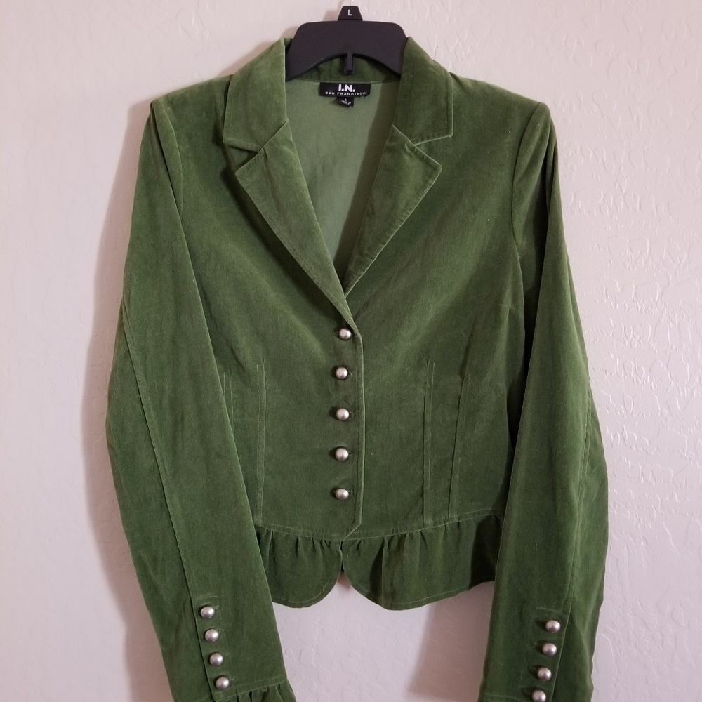 Green velvet blazer